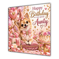 Aunty Birthday Card Chihuahua Dog Pink Balloons