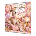 Mum Birthday Card Greyhound Dog Pink Balloons