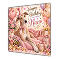 Nana Birthday Card Greyhound Dog Pink Balloons