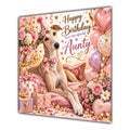 Aunty Birthday Card Greyhound Dog Pink Balloons