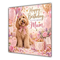 Mum Birthday Card Labradoodle Dog Pink Balloons