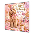 Aunty Birthday Card Labradoodle Dog Pink Balloons