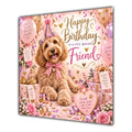 Friend Birthday Card Labradoodle Dog Pink Balloons