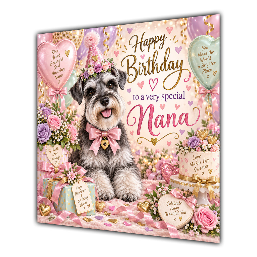 Nana Birthday Card Miniature Schnauzer Dog