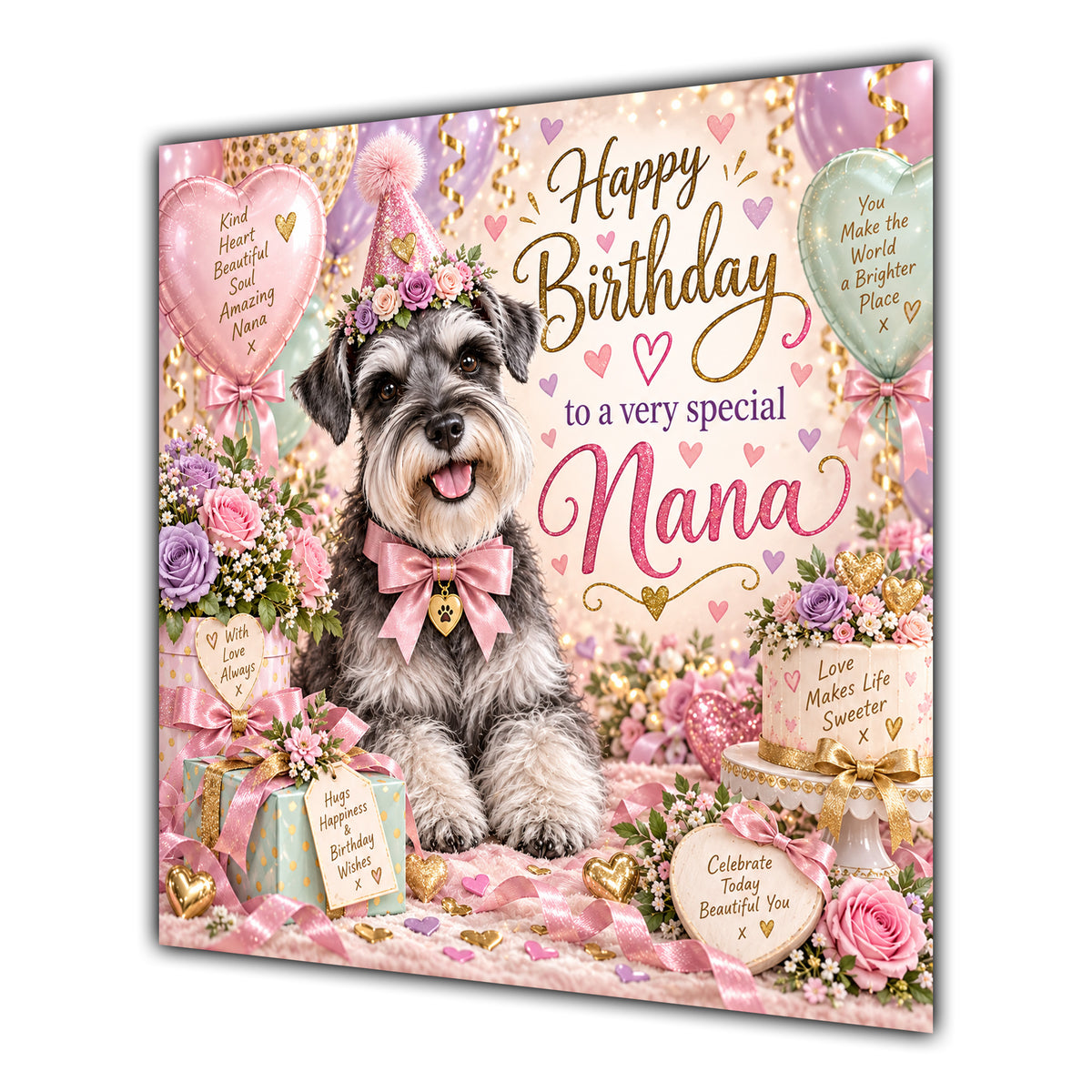 Nana Birthday Card Miniature Schnauzer Dog