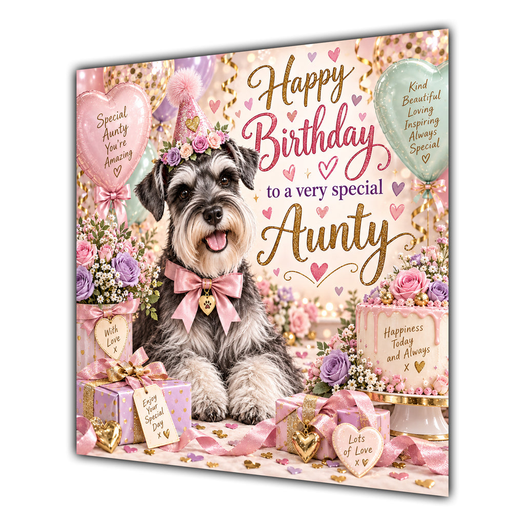 Aunty Birthday Card Miniature Schnauzer Dog