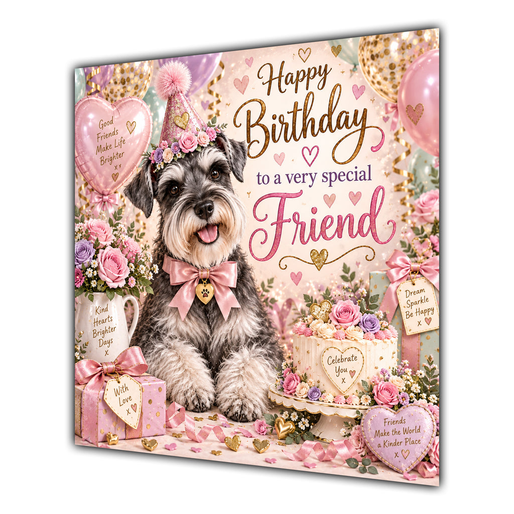 Friend Birthday Card Miniature Schnauzer Dog