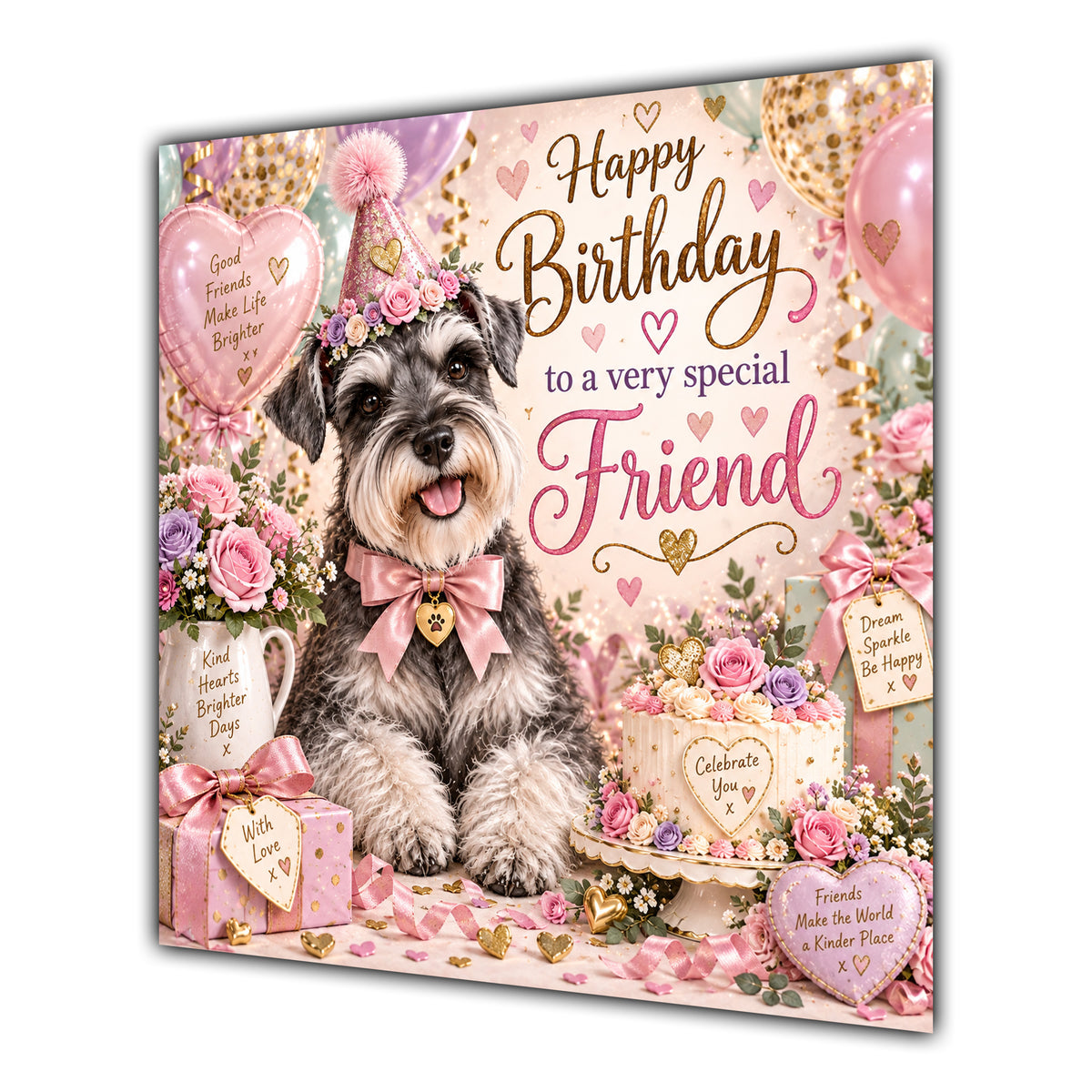 Friend Birthday Card Miniature Schnauzer Dog