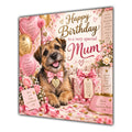 Mum Birthday Card Border Terrier Dog Balloons