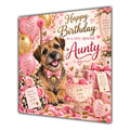 Aunty Birthday Card Border Terrier Dog Balloons