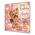 Aunty Birthday Card Yorkshire Terrier Dog Balloons