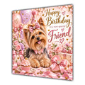 Friend Birthday Card Yorkshire Terrier Dog Balloons