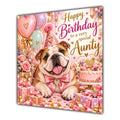 Aunty Birthday Card English Bulldog Pink Balloons