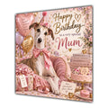Mum Birthday Card Lurcher Dog Pink Balloons