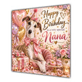 Nana Birthday Card Lurcher Dog Pink Balloons