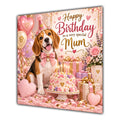 Mum Birthday Card Beagle Dog Pink Balloons