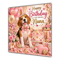 Nana Birthday Card Beagle Dog Pink Balloons
