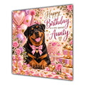 Aunty Birthday Card Rottweiler Dog Pink Balloons