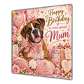 Mum Birthday Card Boxer Dog Pink Balloons