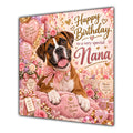 Nana Birthday Card Boxer Dog Pink Balloons