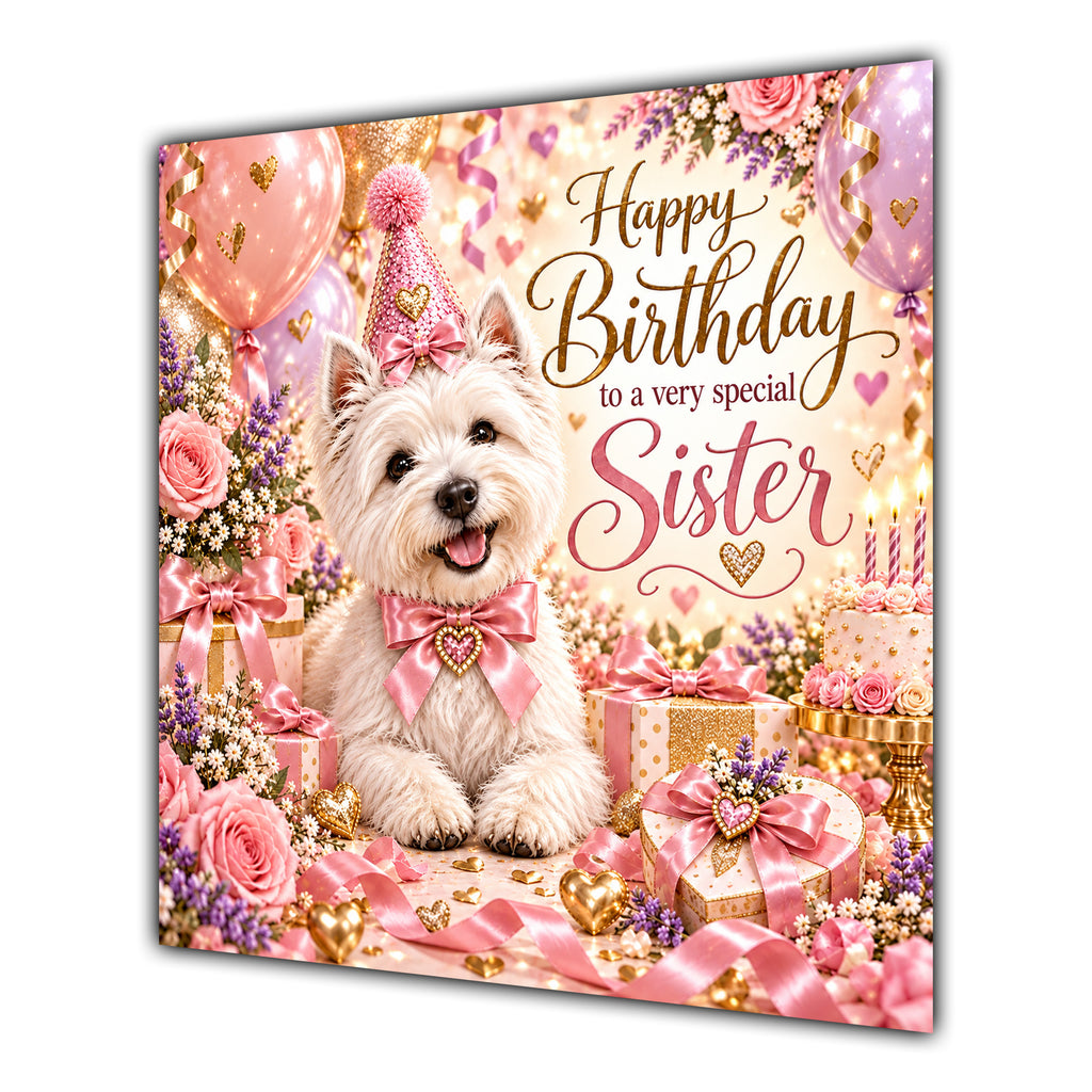 Sister Birthday Card West Highland White Terrier Dog