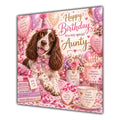 Aunty Birthday Card Springer Spaniel Dog Flowers