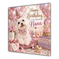 Nana Birthday Card Maltese Dog Pink Balloons