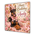 Aunty Birthday Card Dobermann Dog Pink Balloons