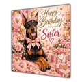 Sister Birthday Card Dobermann Dog Pink Balloons