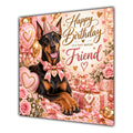 Friend Birthday Card Dobermann Dog Pink Balloons