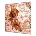 Aunty Birthday Card Hungarian Vizsla Dog Balloons