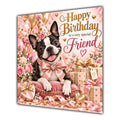 Friend Birthday Card Boston Terrier Dog Balloons