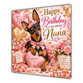 Nana Birthday Card Miniature Pinscher Dog Balloons