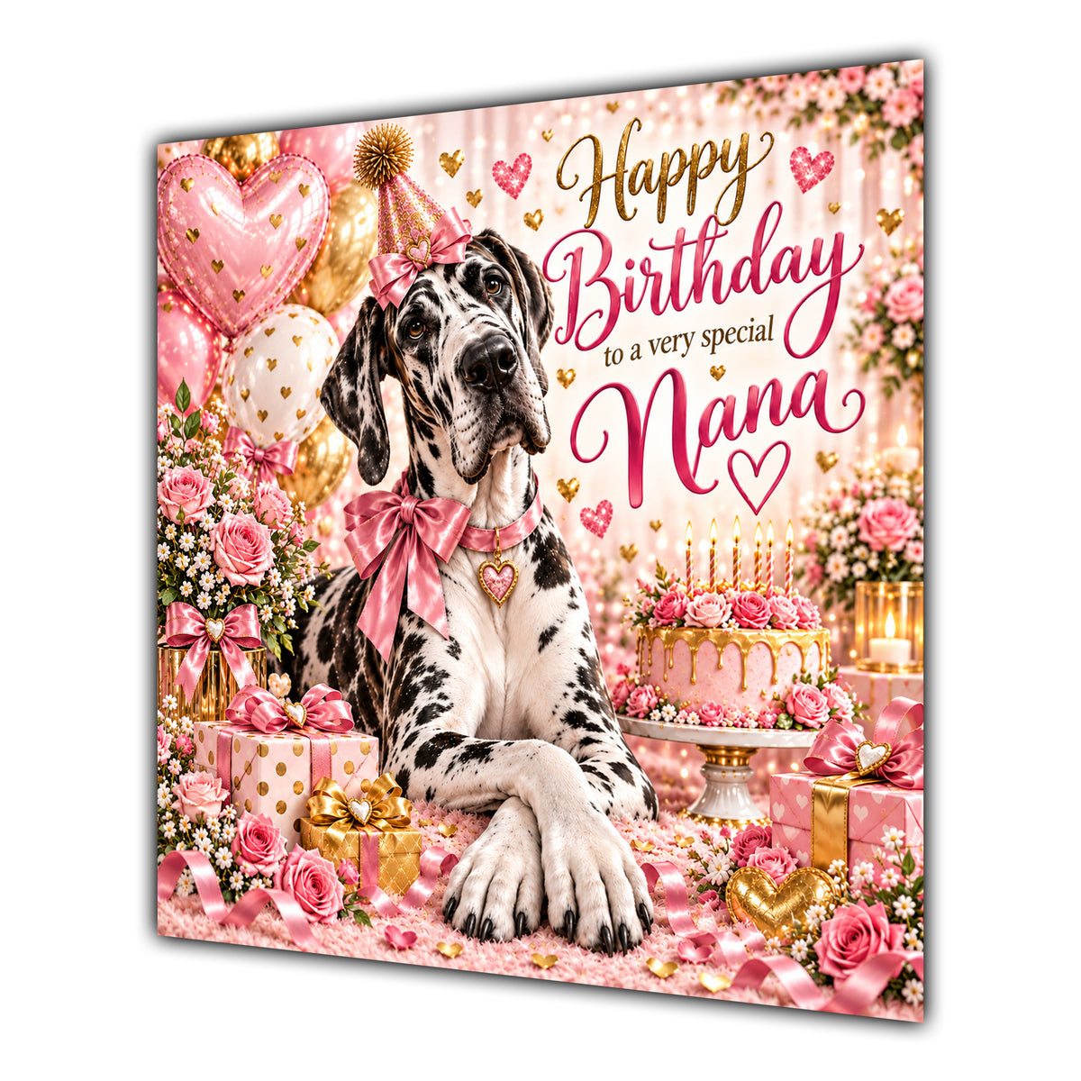 Nana Birthday Card Harlequin Great Dane Dog