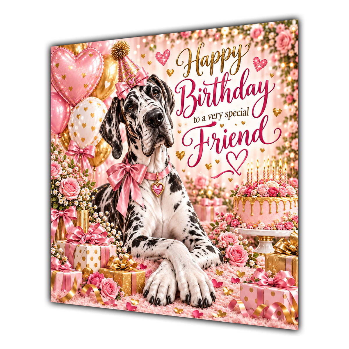 Friend Birthday Card Harlequin Great Dane Dog