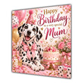 Mum Birthday Card Dalmatian Dog Pink Balloons