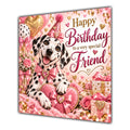 Friend Birthday Card Dalmatian Dog Pink Balloons