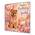 Aunty Birthday Card Chow Chow Dog Pink Balloons