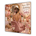 Sister 30th Birthday Card Brunette Dressing Table Pink Roses