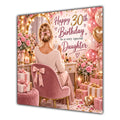Daughter 30th Birthday Card Blonde Dressing Table Pink Roses