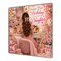 Daughter 25th Birthday Card Brunette Dressing Table Pink Roses