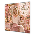 Aunty 25th Birthday Card Blonde Dressing Table Pink Roses