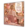 Aunty 35th Birthday Card Blonde Dressing Table Pink Roses