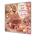 Aunty 35th Birthday Card Blonde Dressing Table Pink Roses