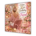 Friend 35th Birthday Card Blonde Dressing Table Pink Roses