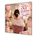 Daughter 35th Birthday Card Brunette Dressing Table Pink Roses