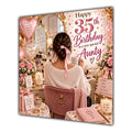 Aunty 35th Birthday Card Brunette Dressing Table Pink Roses