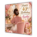 Aunty 40th Birthday Card Brunette Dressing Table Pink Roses