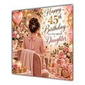 Daughter 45th Birthday Card Brunette Dressing Table Pink Roses