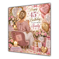 Aunty 45th Birthday Card Blonde Dressing Table Pink Roses